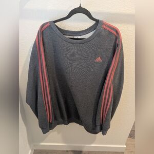Adidas Women's Charcoal Sweater with Coral Stripes